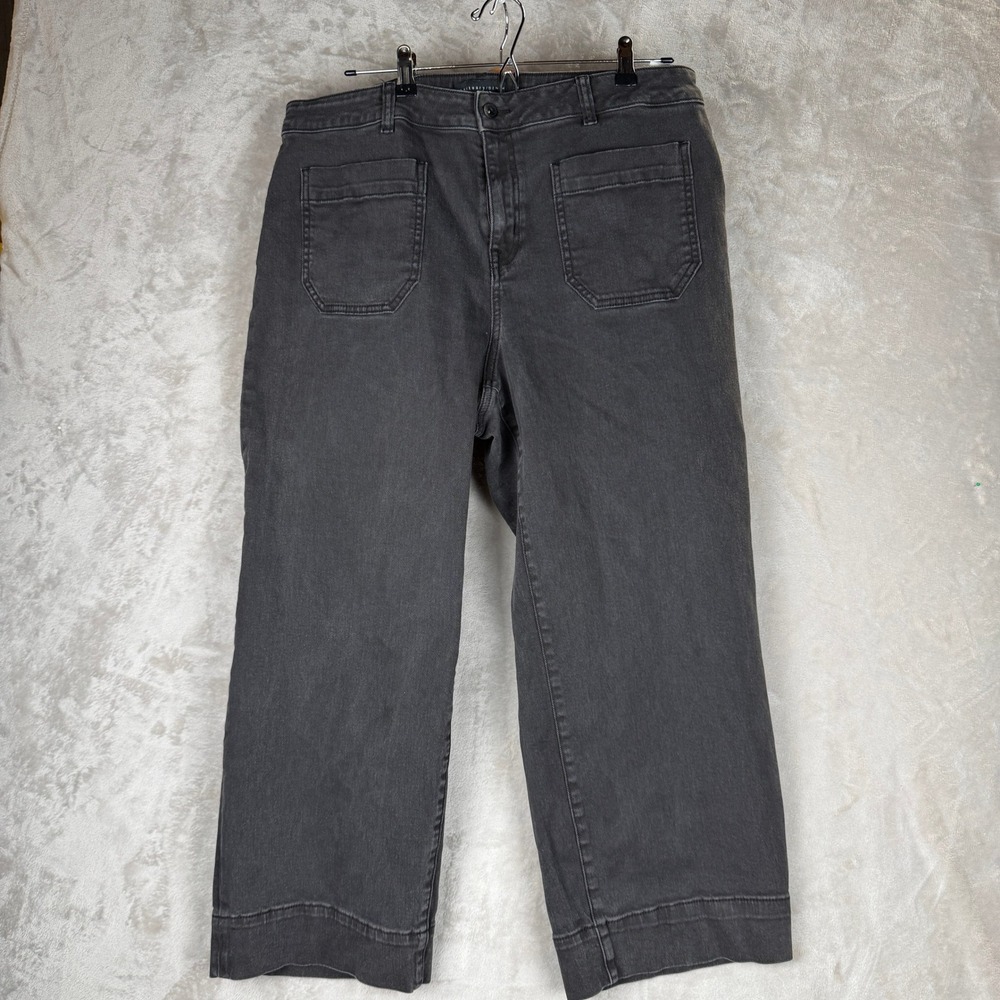Sanctuary Denim The Marine Crop Wide Leg Jeans Faded Black 14W Patch Pocket